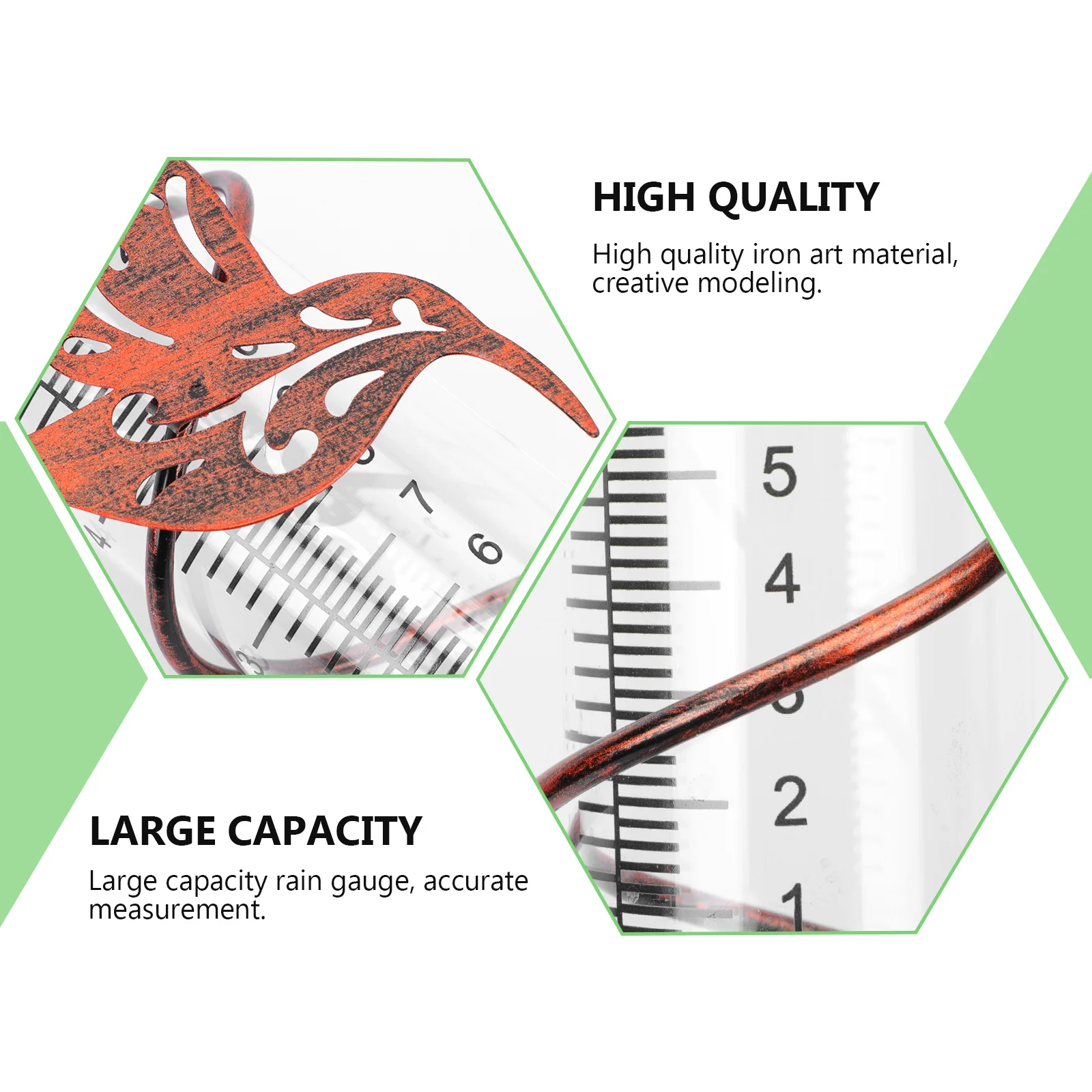 

Garden Rain Gauge Clear Glass Tube Outdoor Rainfall Monitor Easy Install Rain Measuring Device for Yard Lawn Watering Management