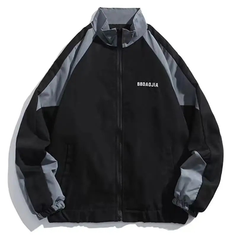 Chaqueta reflectante a rayas para hombre, abrigo de Hip Hop con cremallera, cortavientos, abrigos finos Harajuku, deportes, negro y azul, 2023