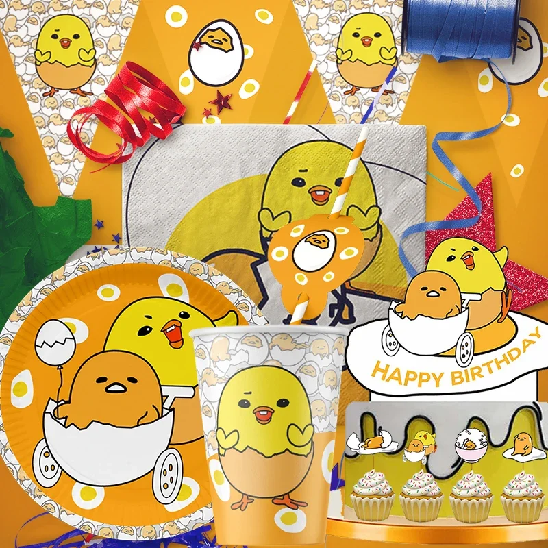 

Gudetama: An Eggcellent Theme Birthday Party Cutlery Paper Cups Paper Plates Paper Disposable Party Decoration Supplies For Toys