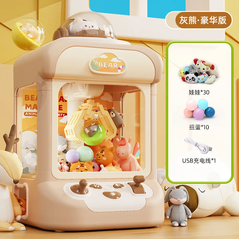 

Mini Doll Machine Toy for Kids DIY Prizes Arcade Crane with Music Vending Machine Claw Plush Doll Toy for Children Birthday Gift