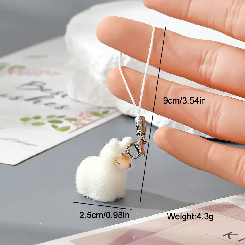 Flocked Alpaca Keychain Secure Plush Sheep Mobile Chain Cute Plush Keychain Fuzzy Resin Animal Keyring For Backpack Purse Keys