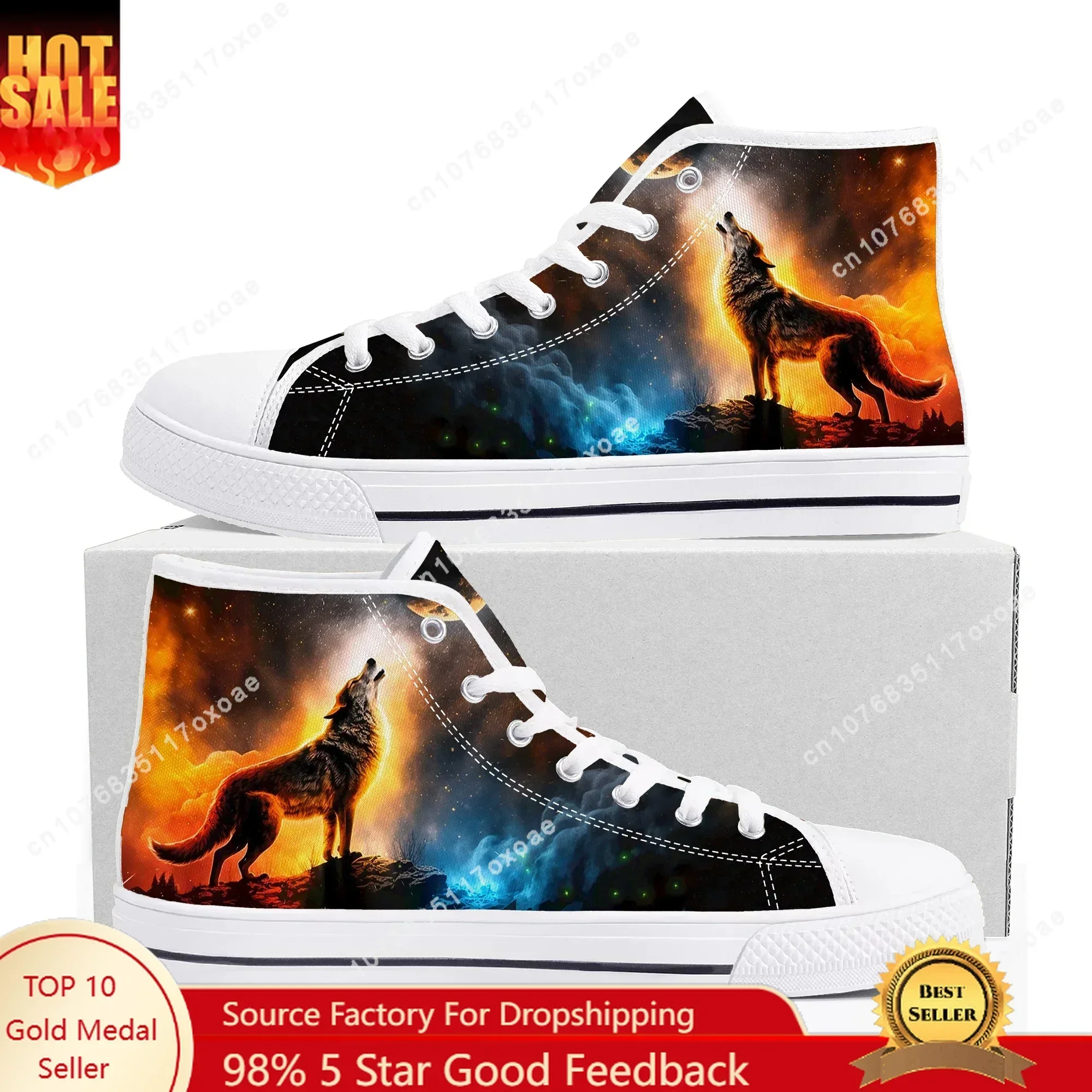 Wolf shoes High Top Sneakers Mens Womens Teenager High Quality Animal Canvas Sneaker couple Casual Shoe Customize Shoes