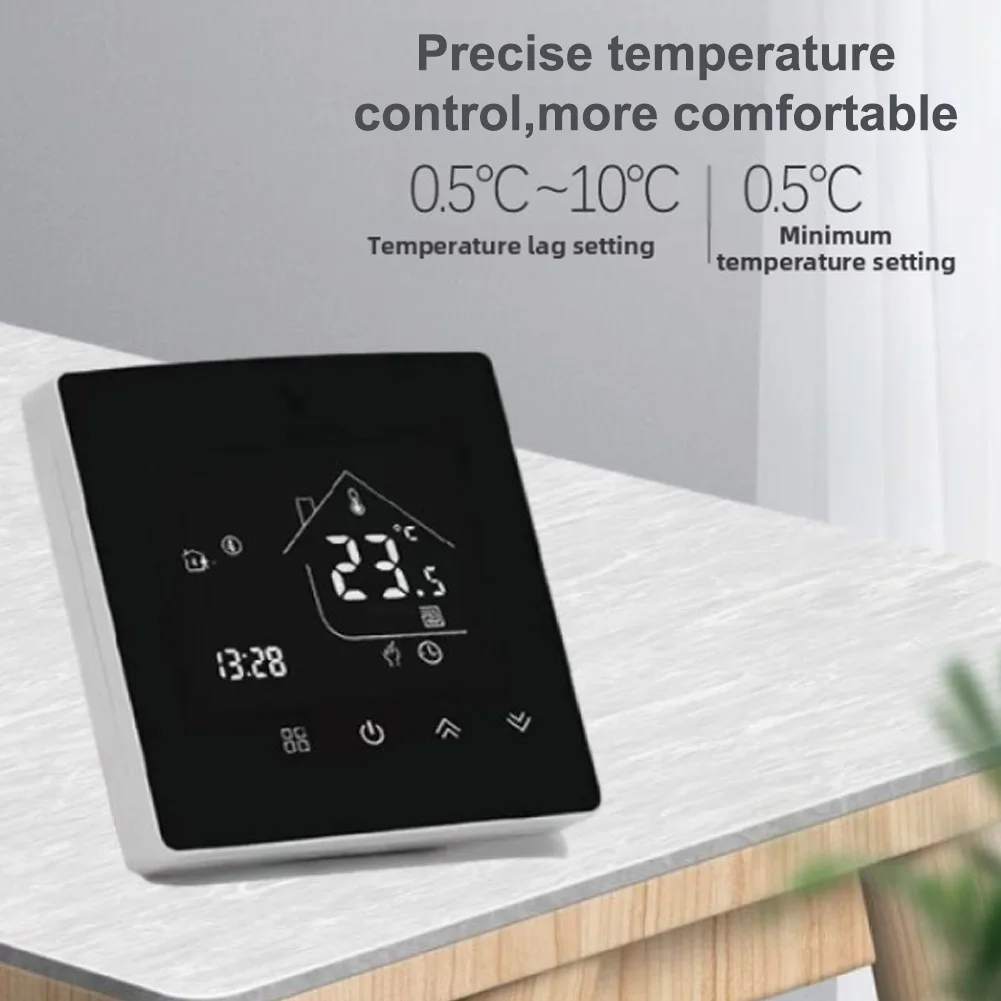 Programmable Mirror Thermostat for Room and Floor Heating Digital Display for child Lock Frost Protection and Manual Operation