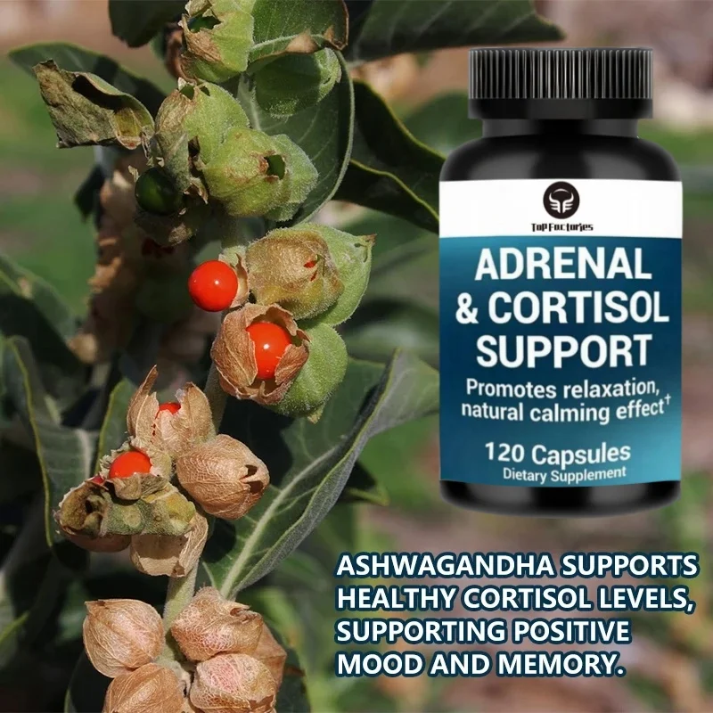 Top Factories Adrenal & Cortisol Support Supplement - Natural Stress Support To Improve Mood, And Relaxation