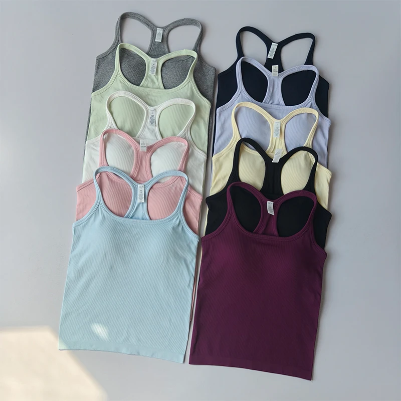 Yoga Suit Sports Underwear Women Shockproof Gathering Fitness Small Suspender I-shaped Slim Running Outside Wearing Pilates Vest