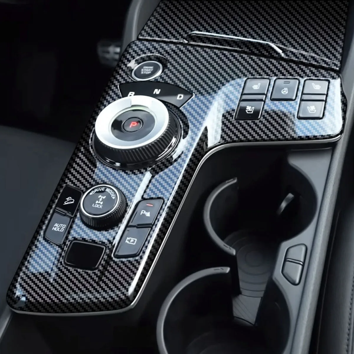 2 pezzi in fibra di carbonio Car Center Console Gear Shift Panel Cover Frame Sticker Trim per Kia Sportage NQ5 2022