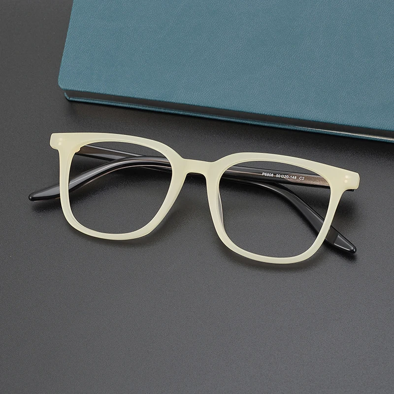 Brand Designer Handmade Man Matte Color Acetate Square Frame Eyeglasses Women Retro Large Optical Lenses Prescription Glasses