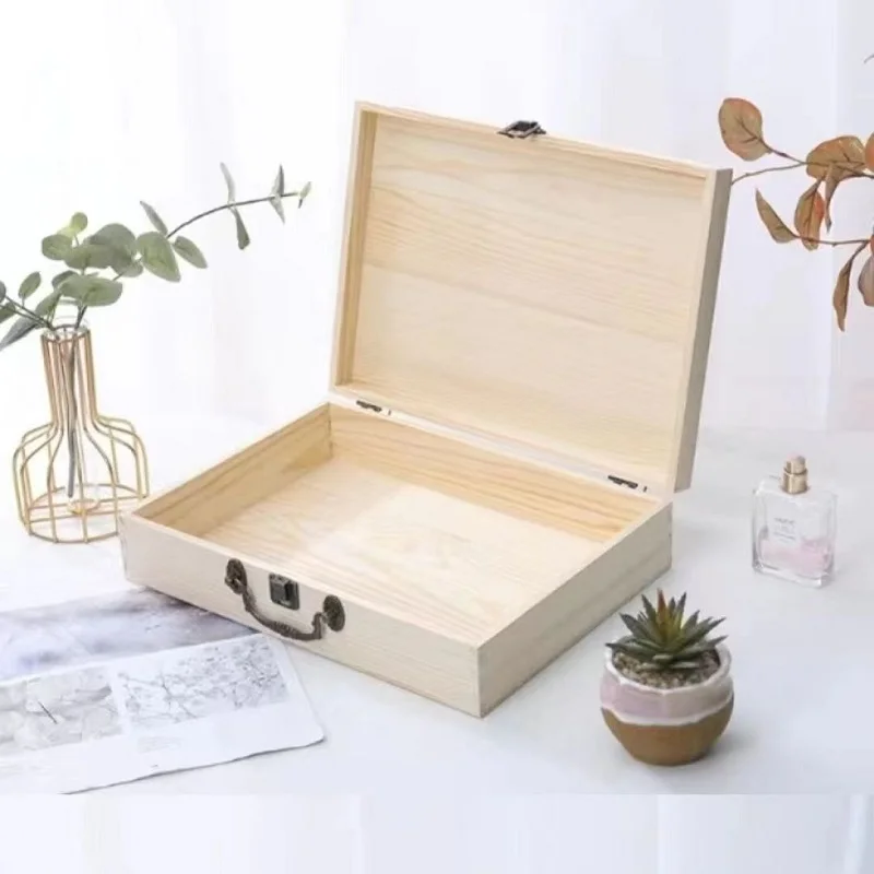 Caja de madera de color nogal negro con cerradura, cubierta abatible de escritorio de identificación Rectangular, estilo chino, estuche de almacenamiento de estilo antiguo de madera para el hogar