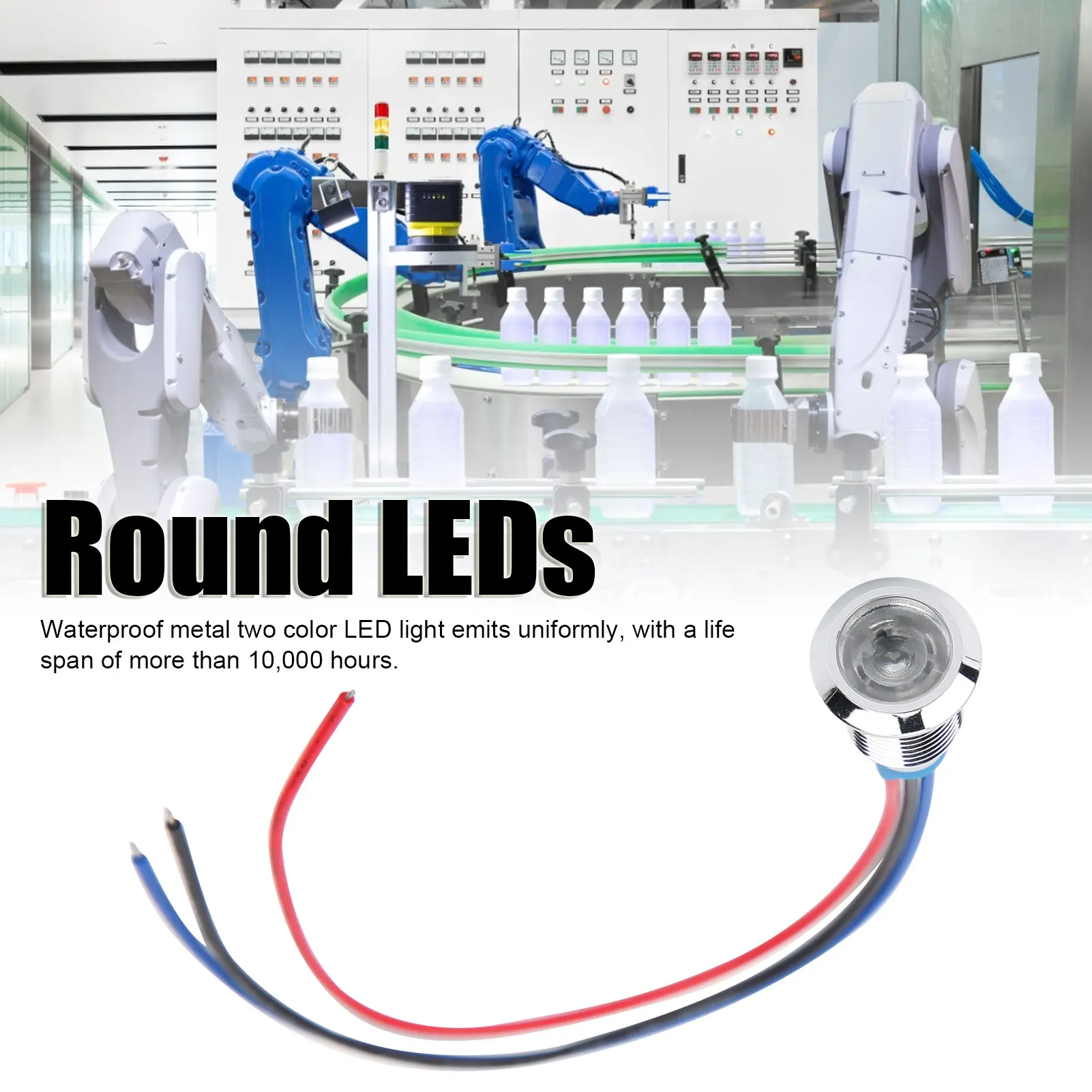 4 Sets Pre Wired Round LEDs Waterproof Metal 2Color Lights Common Anode 3-6V 10mm Pre‑Wired Round LEDs Waterproof Round LEDs