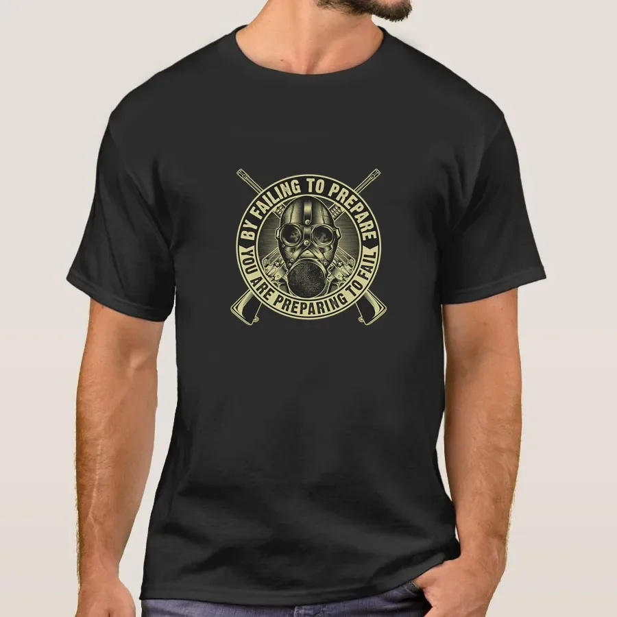 

Failing To Prepare T-Shirt Army Military Mask Guns War Training Soldier Funny Design Men's Short Sleeve Tshirt