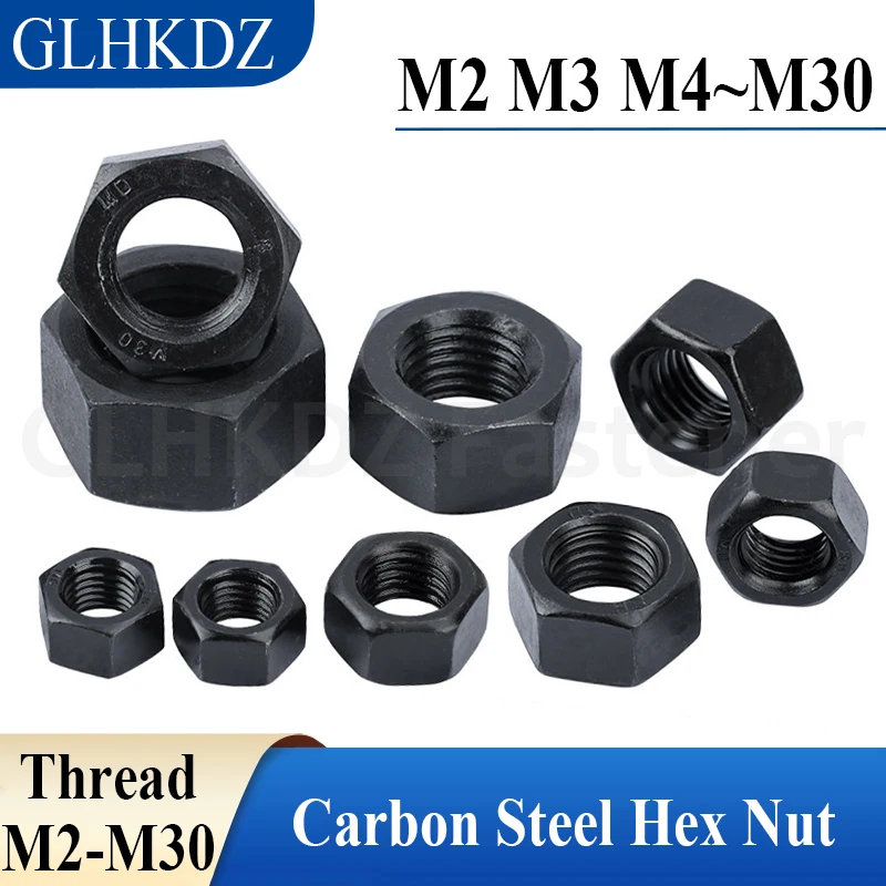 

M2-M30 Black Carbon Steel Hex Nut Grade 8 Grade 12 Hexagon Nut High Strength Hex Hexagon Nut - Support Wholesale