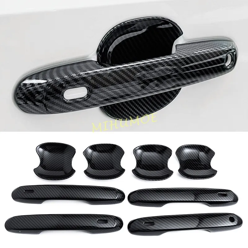 

Карбоновый хромированный внешний чехол для дверных ручек, накладки, защита чашки, Стайлинг автомобиля для Toyota Grand Highlander 2024 2025 года