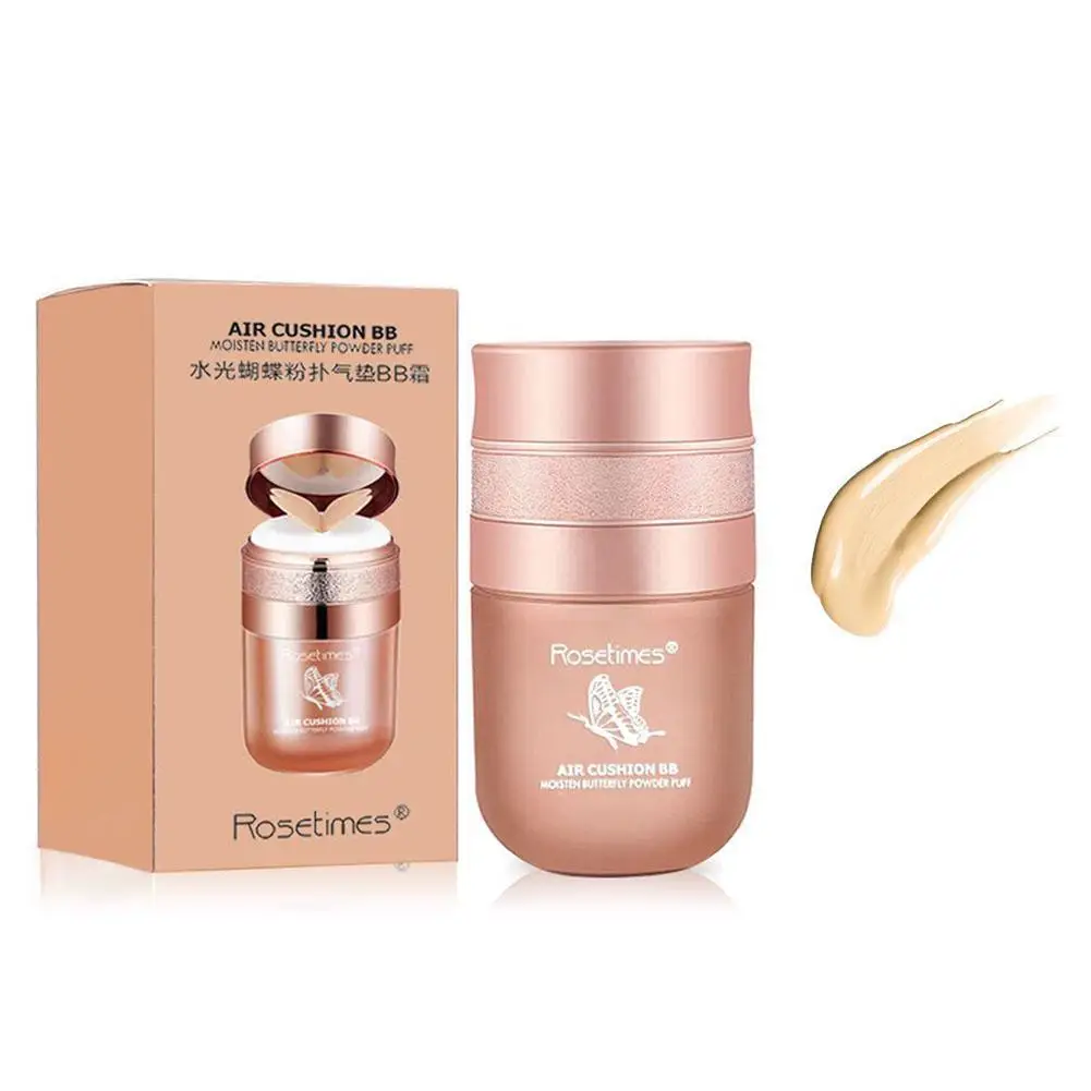 2Colors Air Cushion BB Cream Butterfly Powder Puff Concealer Moisturizing Oil-control Foundation Makeup Whitening Waterproo X1B8