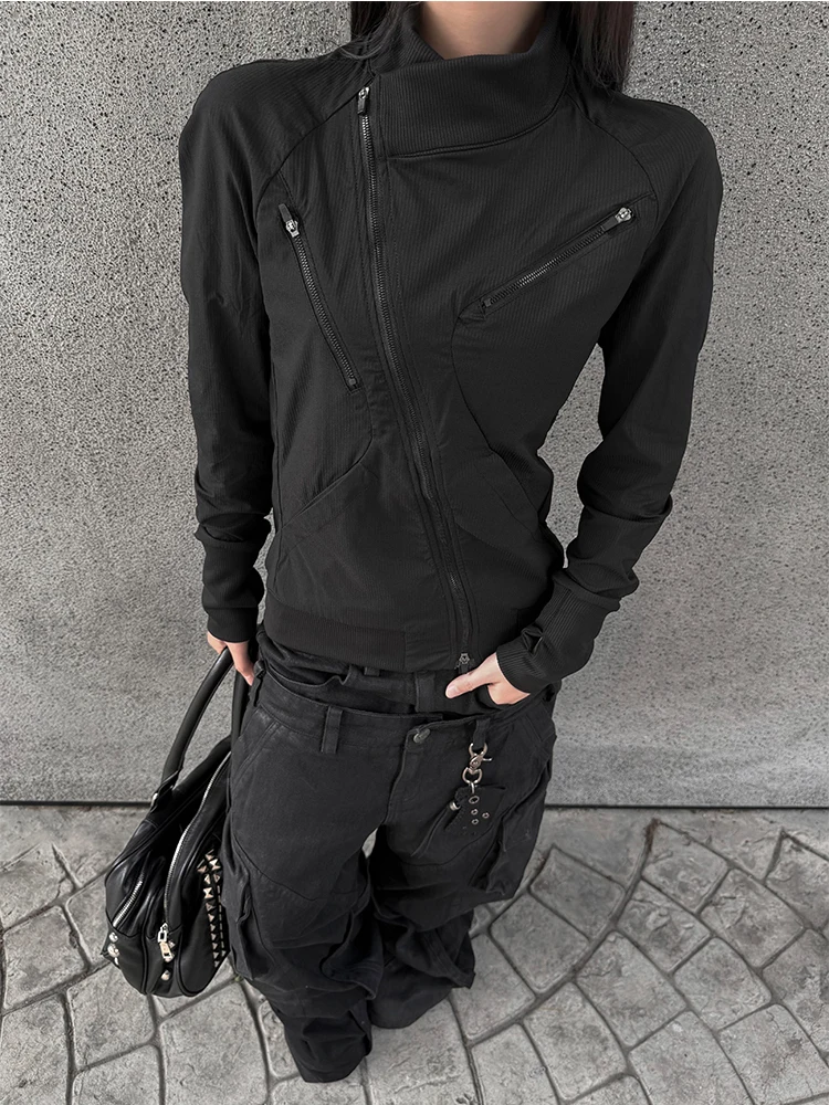 Black Asymmetrical Zipper Design Fashionable Brand Men's Women's Summer Cool Feeling Elastic Match All Jackets Sun Protection...