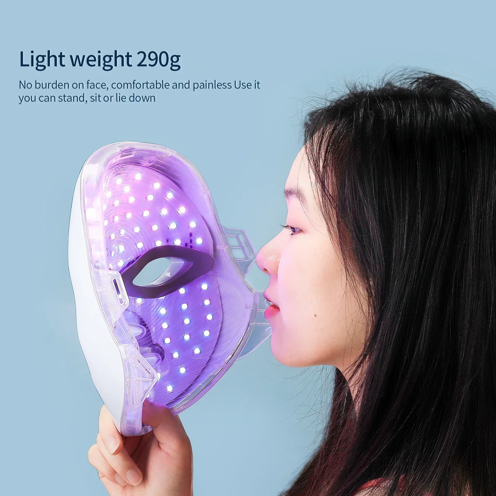 Foreverlily 7 Colors Light LED Facial Skin Care Mask With Neck Skin Rejuvenation Treatment Beauty Anti Acne Therapy Whitening