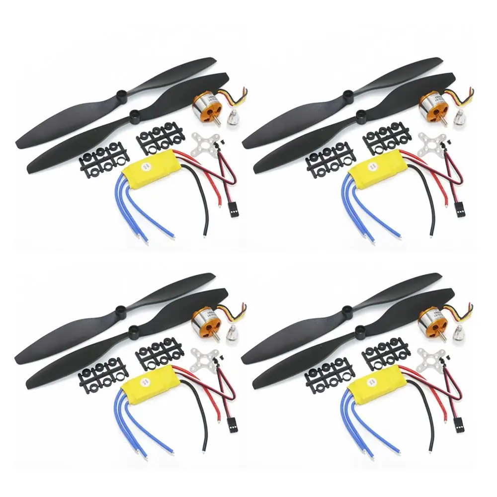 4set/lot A2212 1000KV 2200KV 1000KV Brushless Outrunner Motor +30A ESC+1045 Propeller Quad-Rotor Set for RC Aircraft Multicopter