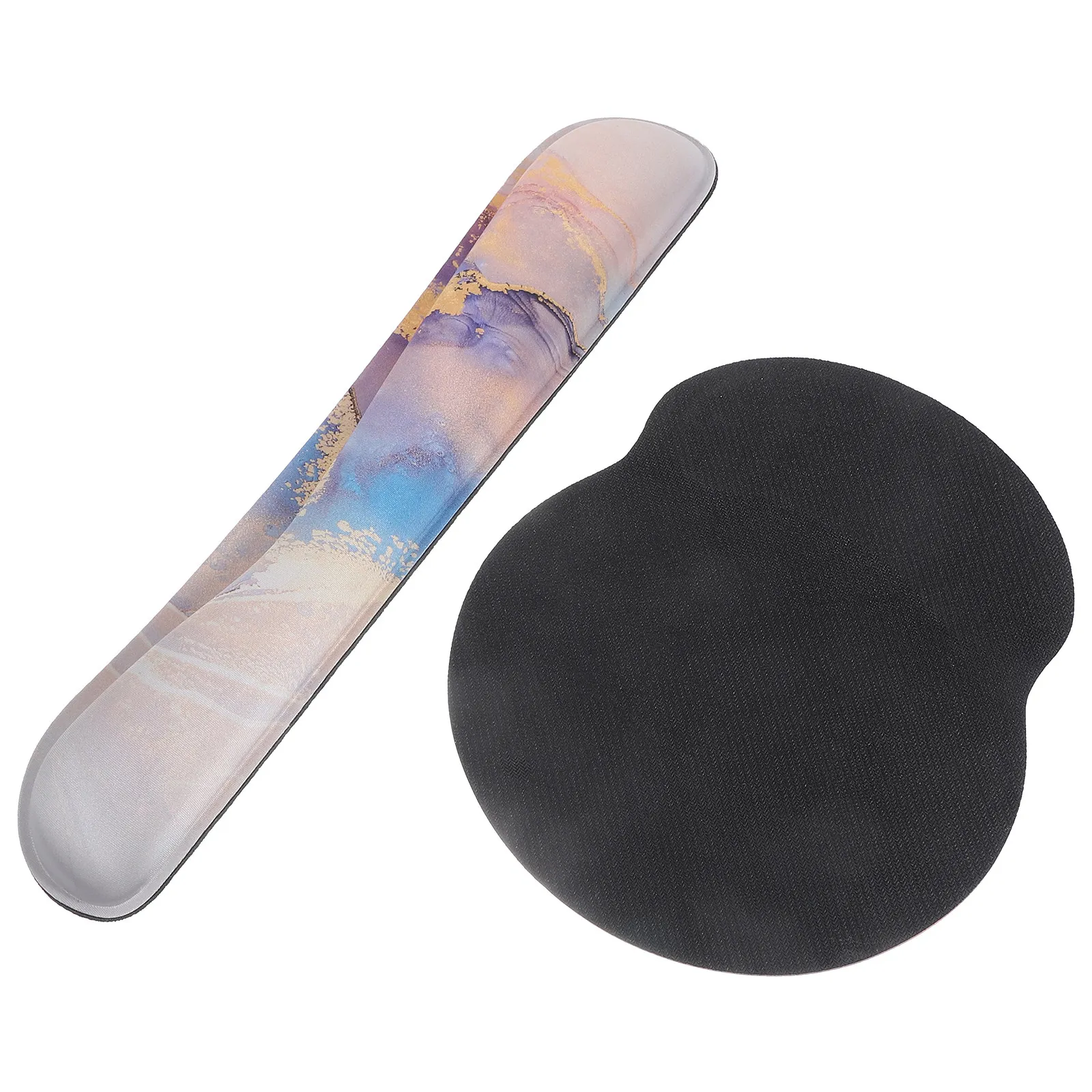 

1Set Anti-Slip Memory Foam Wrist Rest Mouse Pad Ergonomic Round Design Peacock Stone Pattern for Office Gaming Laptop Computer