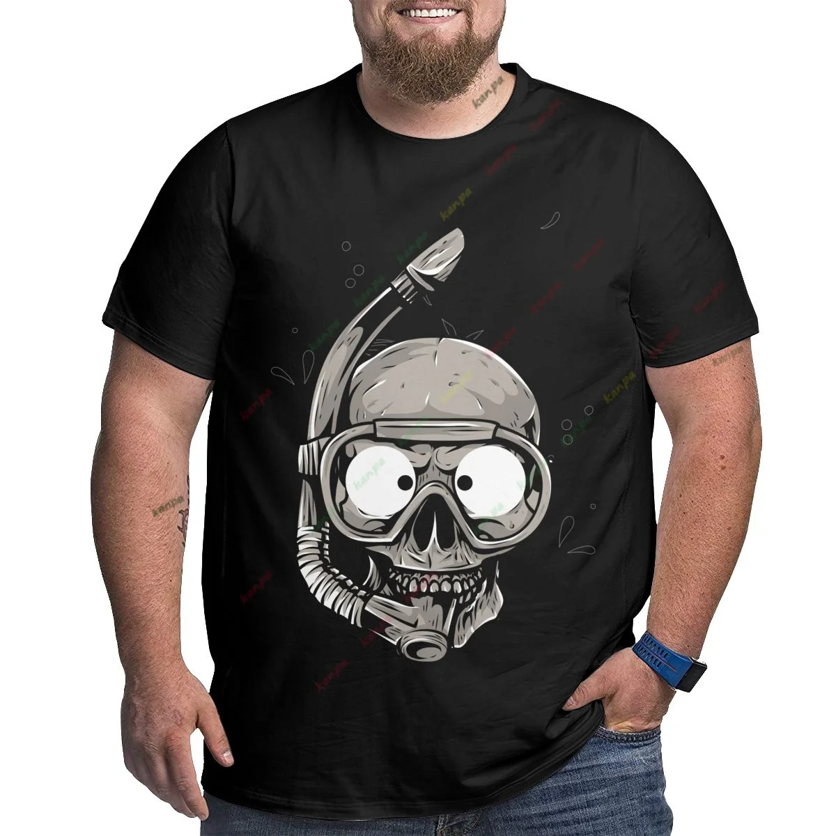 

Diving Skull Pattern Printed Vintage T-Shirt For Men Casual Round Neck Shirt Oversized Men's Clothing Sweatshirt 6XL