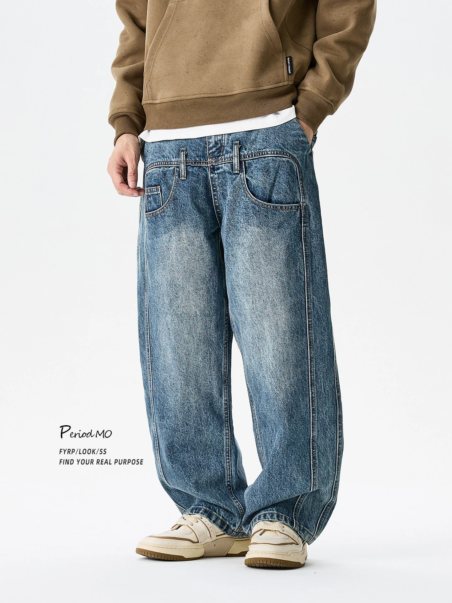 

Retro FYRP Men's Jeans Multi-Pocket Wide-Leg Knife Design Straight Leg Loose Fit Casual Cotton Denim Spring Autumn Trendy Brand