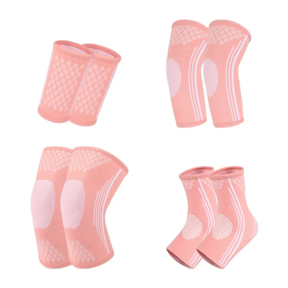 

Sports Safety Polyester Nylon Knee Pads Pink Elastic Ankle Support Wristband Unisex
