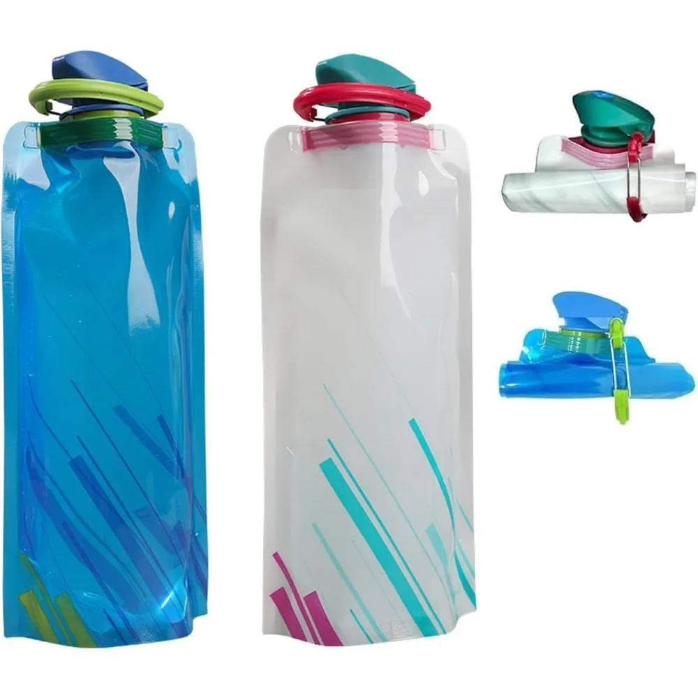 

700ML/23OzFoldable Water Bag Flexible Folding Water Bottle Leak proof and Easy ToCarry Suitable for Travel andOutdoor Adventures