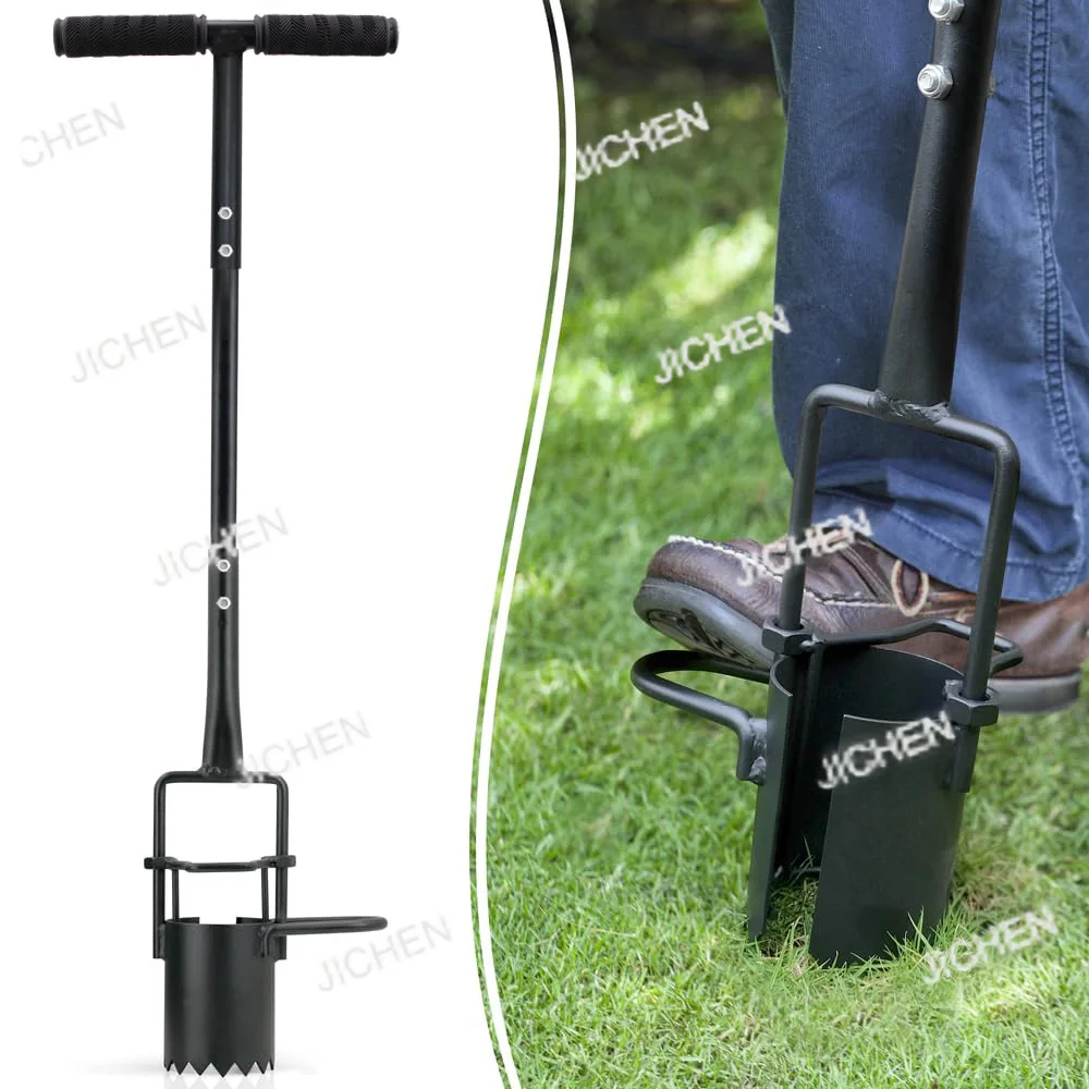 

For Bulb Planter Tool Long Handle Serrated Base Gardening Bulb Transplanter Heavy Duty Bulb Planter Sod Plugger