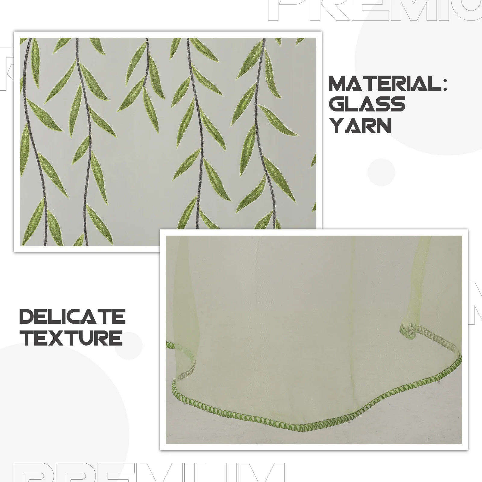 

Sheer Curtains Voile Window Tulle 100X200Cm Green For Bedroom Living Room Rod Pocket Light Filtering Privacy Decor Window