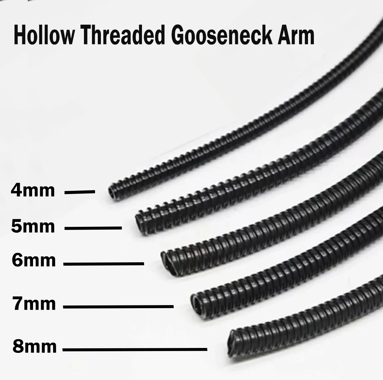 Adjustable Gooseneck Metal Tube M6/M8/M10 Hollow Threaded Pipe Flexible Positioning Arm for Lamp Camera Sensor