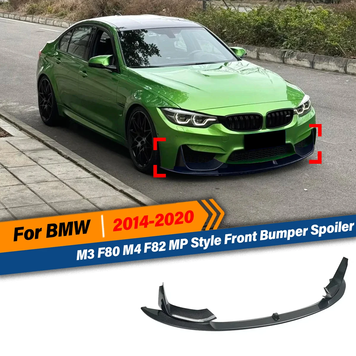 

For BMW M3 F80 M4 F82 MP Style 2014 2015 2016 2017 2018 2019 2020 Car Front Bmuper Lip Spoiler Splitter Car Accessories Body Kit