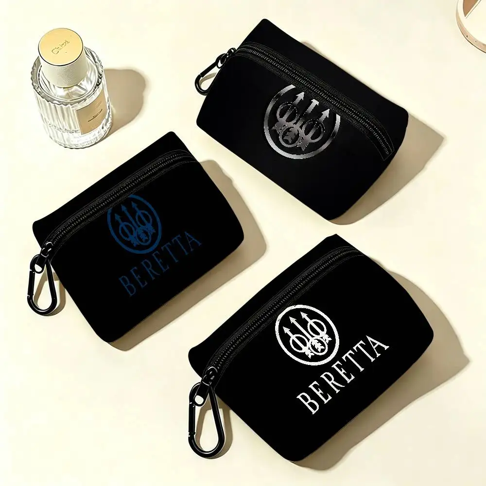 Gun Beretta logo Portable Oxford Fabric Mini Wallet Carabiner Design Small Coin Bag For Cards Keys Earphones