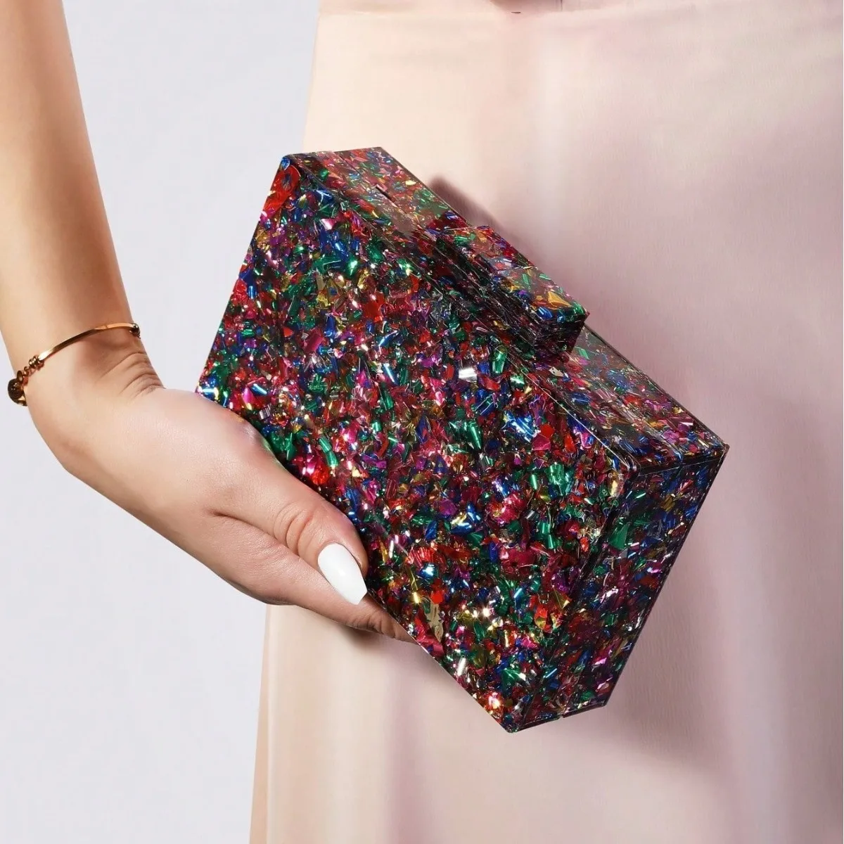

Designer Acrylic Flap Shape Clutch Bag Mixcolor Women Evening Party Bag Cute Square Shoulder Crossbody Bags Small Purse 2025 Ins