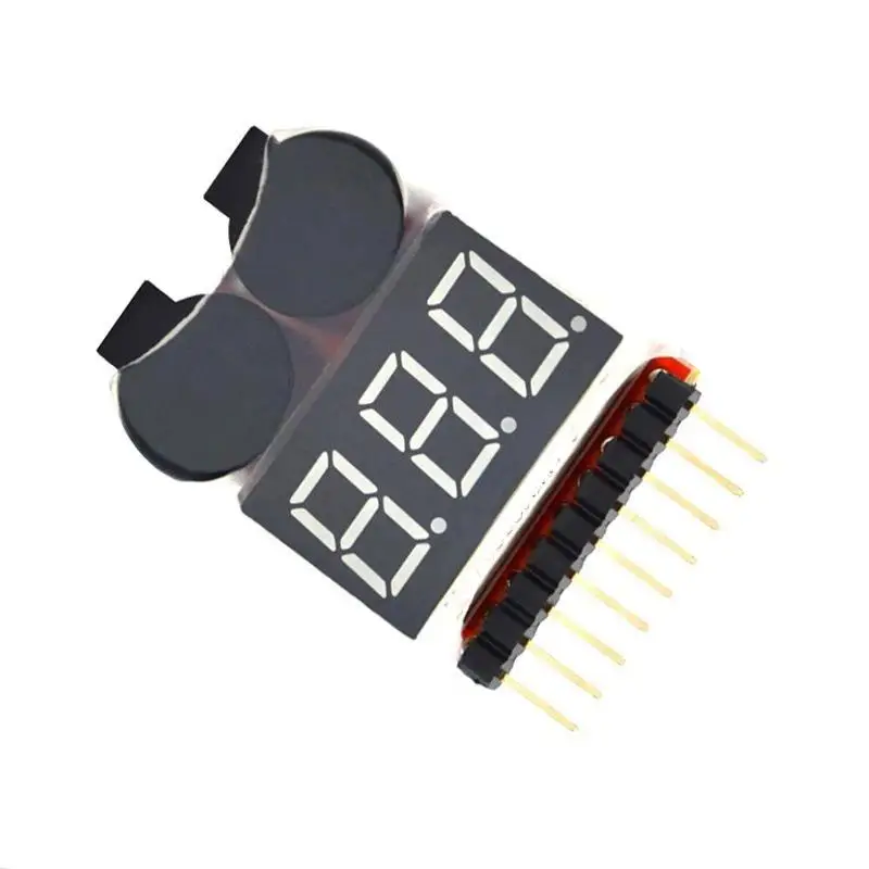 BX100 Lipo Battery Voltage Tester 1-8S Dual Speaker Low Voltage Buzzer Alarm for RC Hobby Model Testing Use