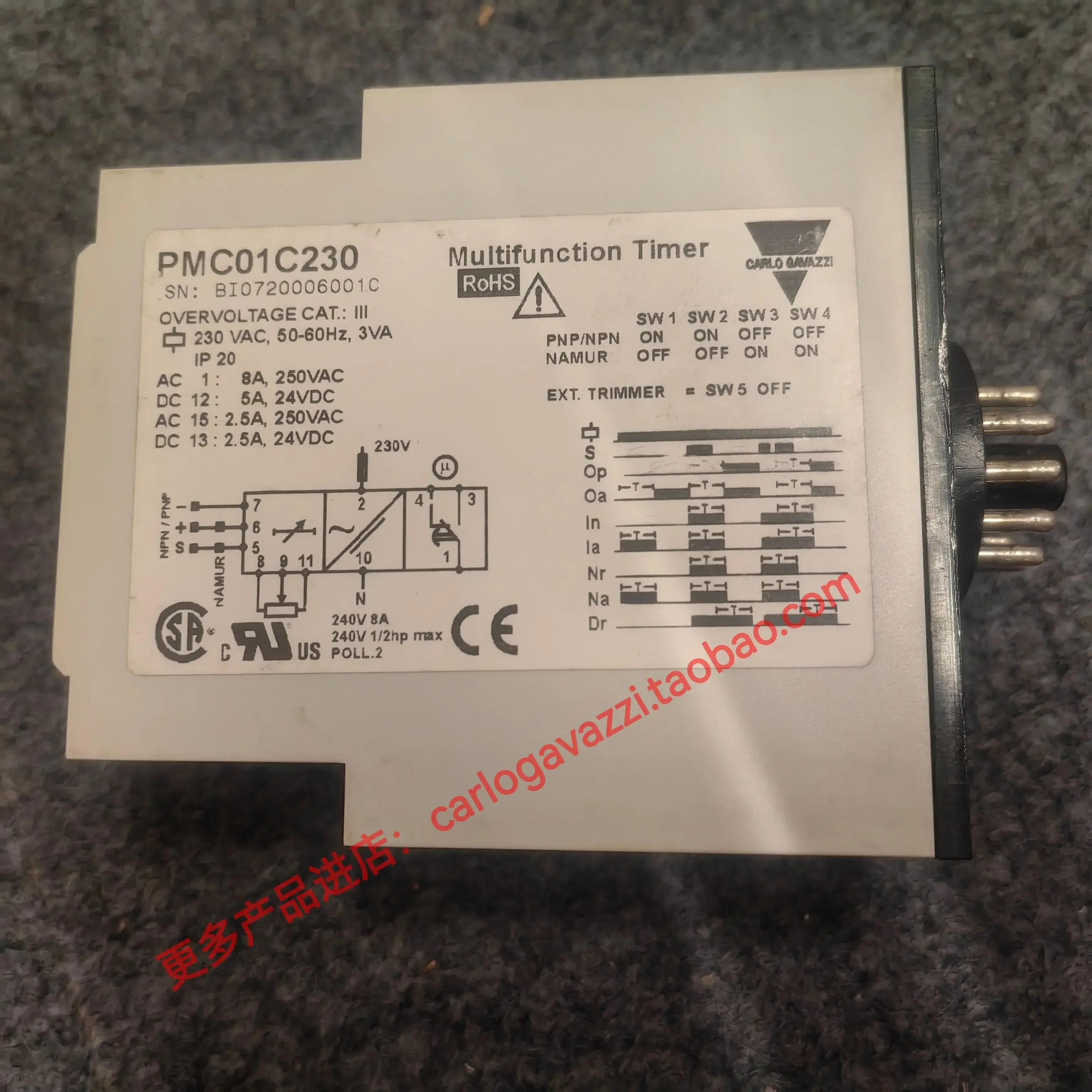 PMC01D230 Swiss Jiale Original New Multi-purpose Time Relay Spot CARLOGAVAZZI