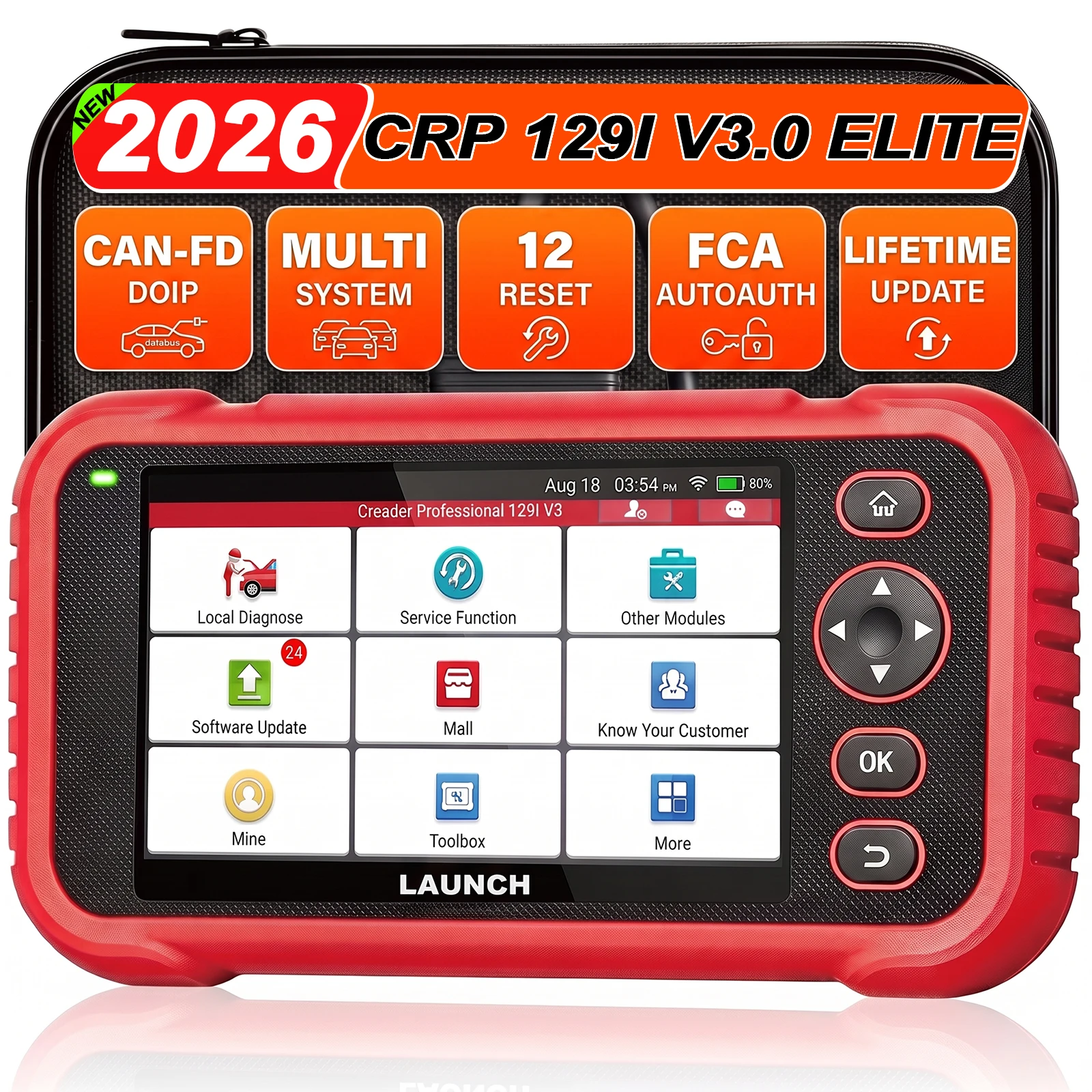 LAUNCH CRP129I V3 OBD2-Scanner unterstützt die Erweiterung von CANFD/DOIP, TYPE-C-Ladung/WIFI-Upgrade, 12-in-12-Reset, ABS/TPMS/EPB/SAS...