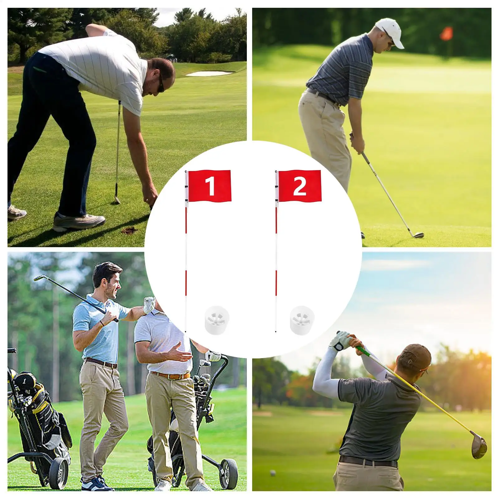 Golf Flagstick Fiberglass Weatherproof Ball Sport Putting Green Flagstick With Hole Cup For Driving Range Country Club Beginners