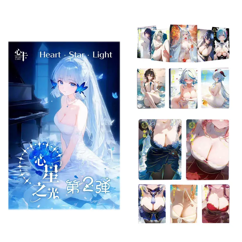 Wholesale Goddess Story Collection Cards Heart Star Light Wave2 A5 Strap Cute 3d Raster Seduction Anime Games Card