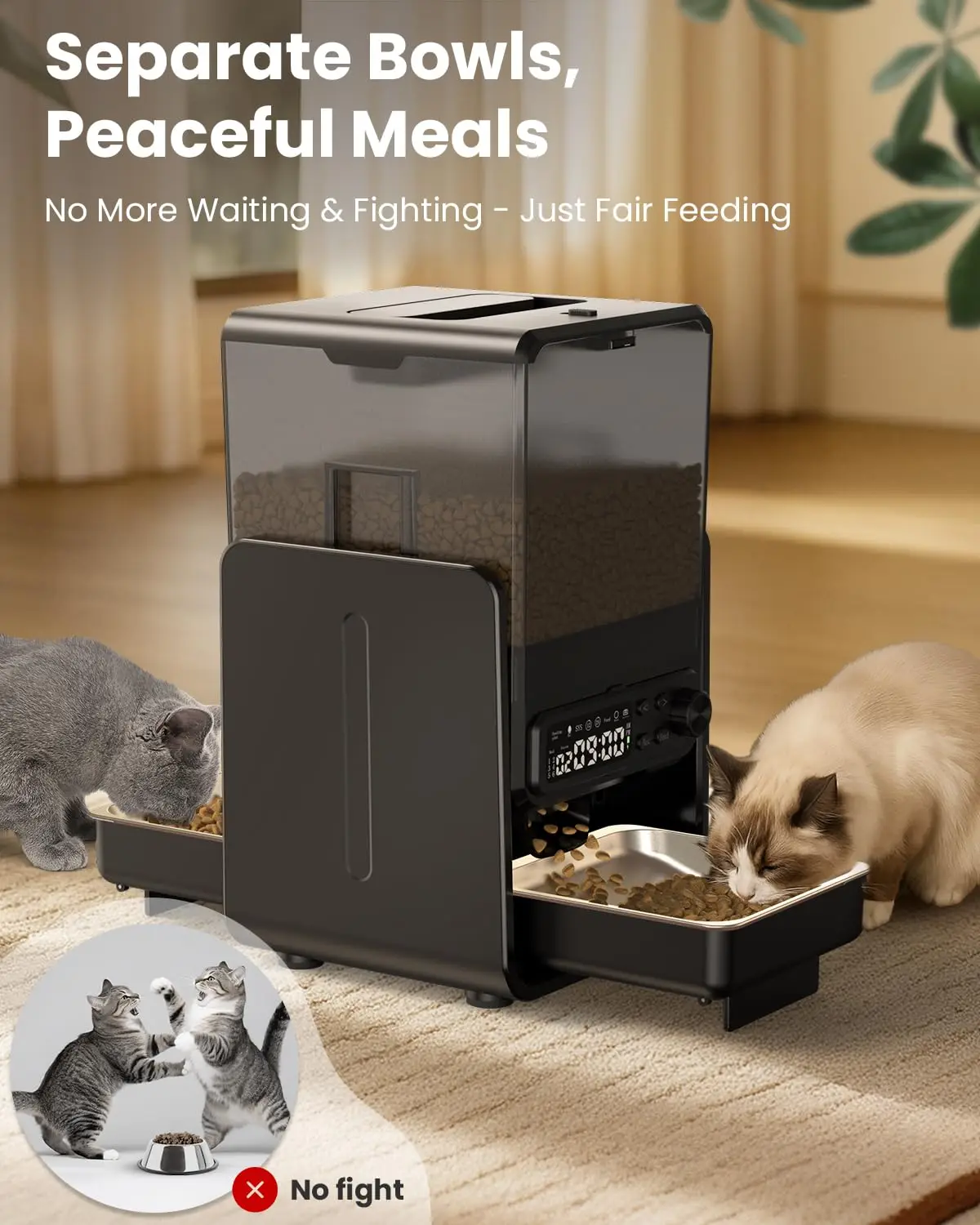 Mangeoire automatique intelligente pour chat, WiFi 5G, 2 bols, 5L/20 tasses, hauteur réglable, distributeur de nourriture sèche pour animaux de compagnie, pour 2 chats et petits animaux de compagnie