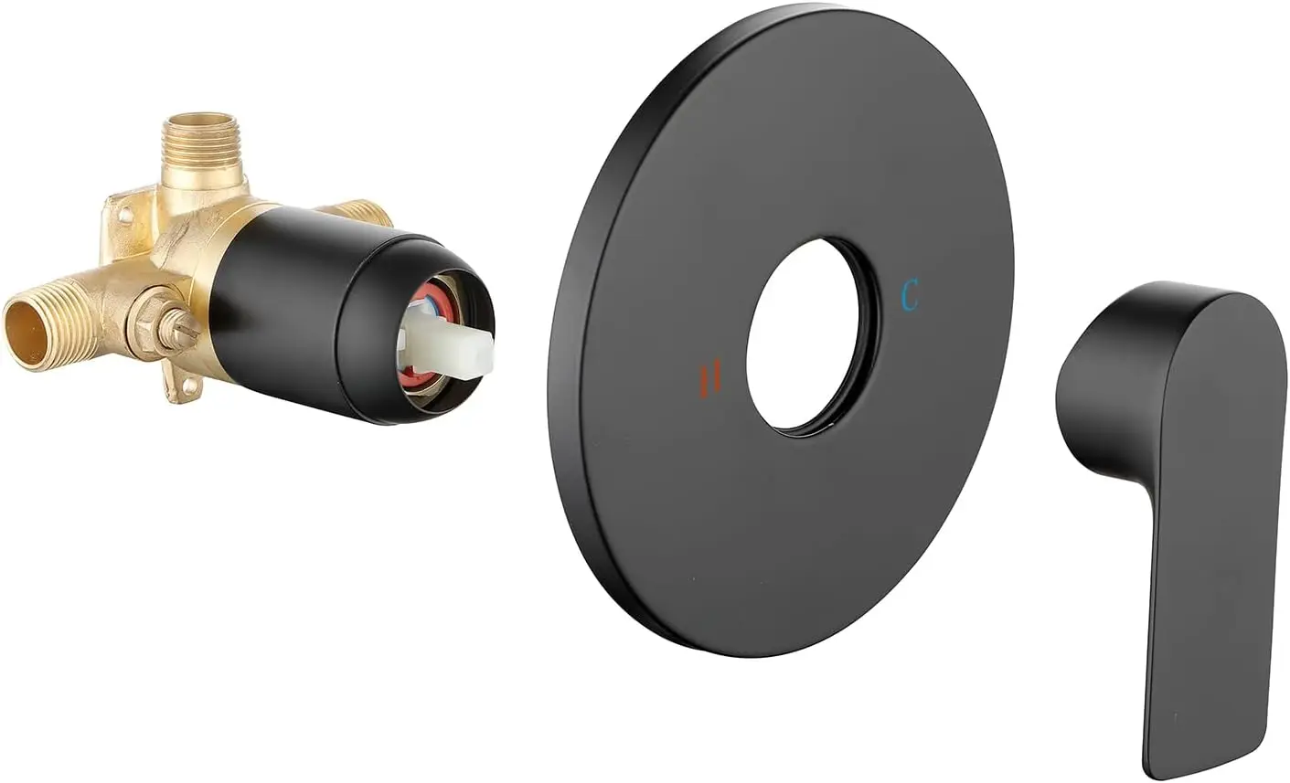 Single-Function Shower Valve Trim Kit, Matte Black, Wall Mount, Male Thread, 06161KB