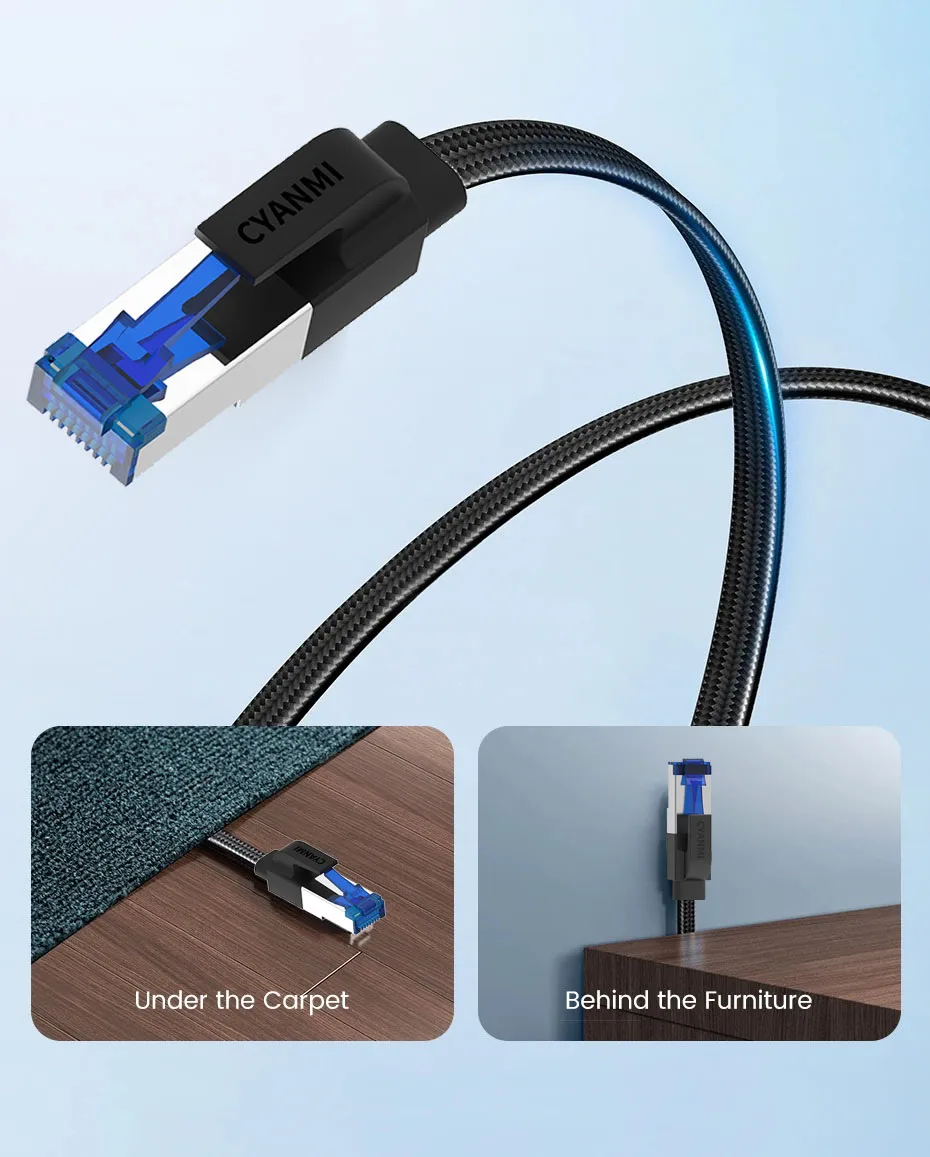 

Ethernet Cable,Cat8 Ethernet Cable with 40Gbps 2000Mhz,SFTP RJ45 LAN Cable Patch Cord for Modem Router Gaming PC PS4/5/6 Xbox