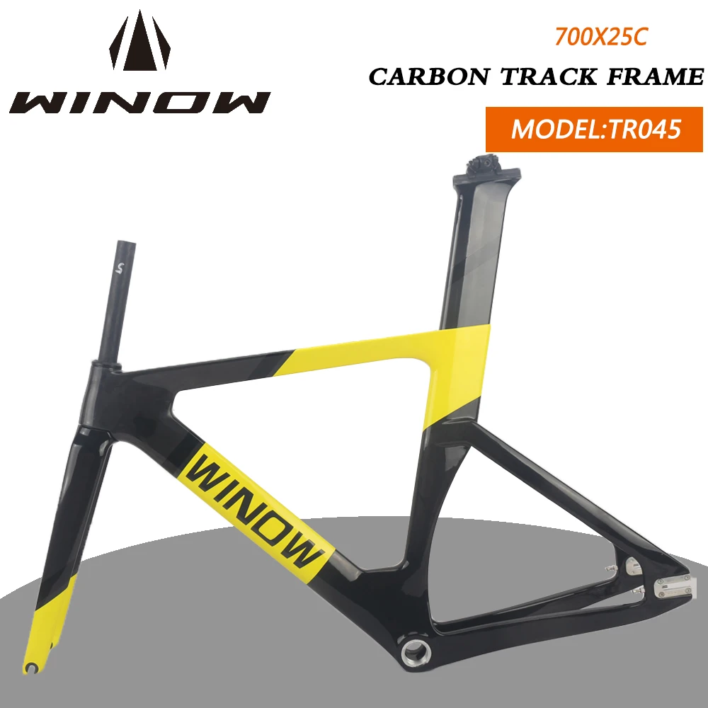 

Карбоновая рама для велосипеда Winow TR045, модель из углеродного волокна черного и желтого цвета 700 * 25C BSA68 QR100 * 9-120*9, гоночная карбоновая рама