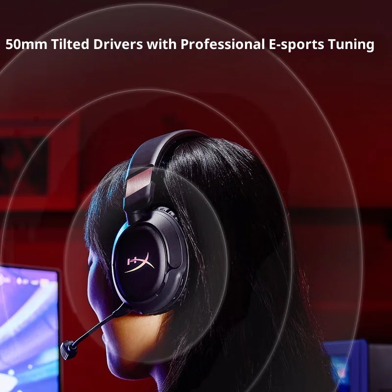 سماعات رأس HYPERX Cloud Flight 2 اللاسلكية 2.4G Bluetooth5.3 50mm سماعة رأس ديناميكية للألعاب مع ميكروفون قابل للفصل هدية