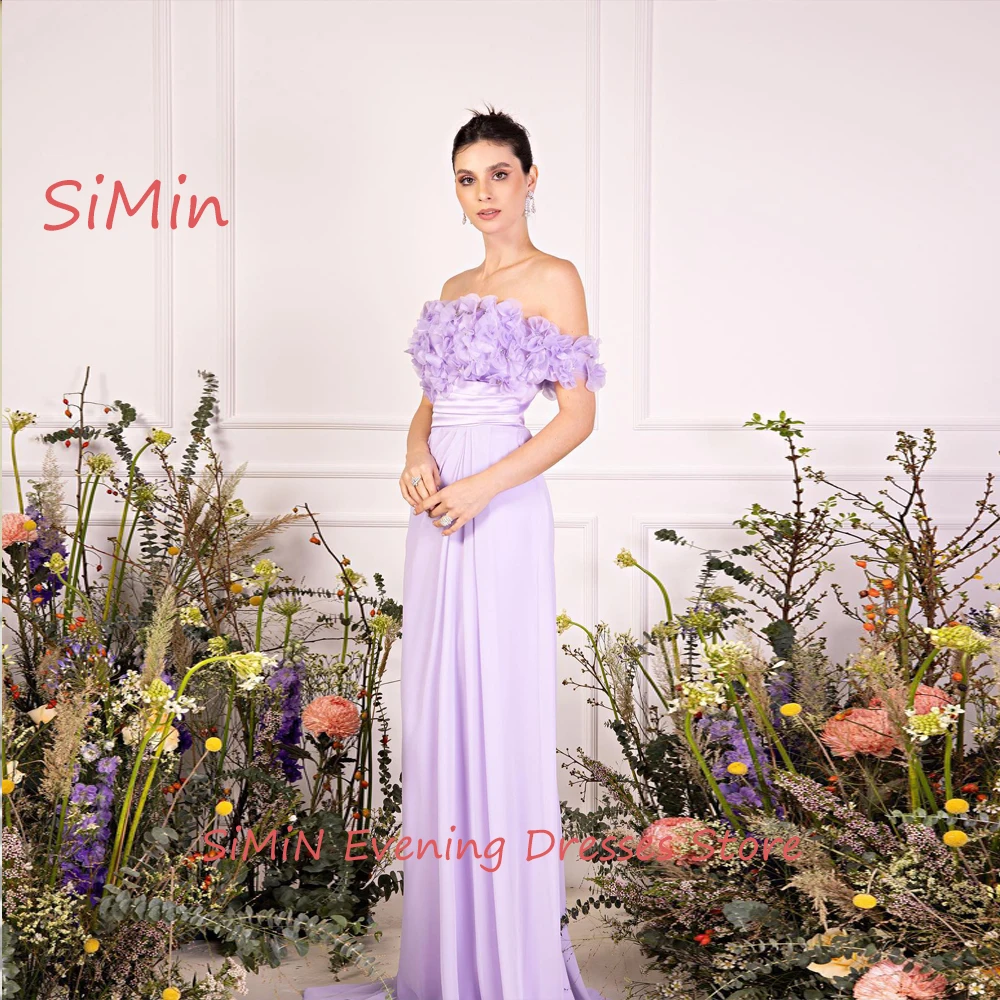Simin Saudi Strapless Flower Mermaid Backless Crepe Sleeveless Zipper Up Floor-Length Arab Evening Party dresses for women 2024
