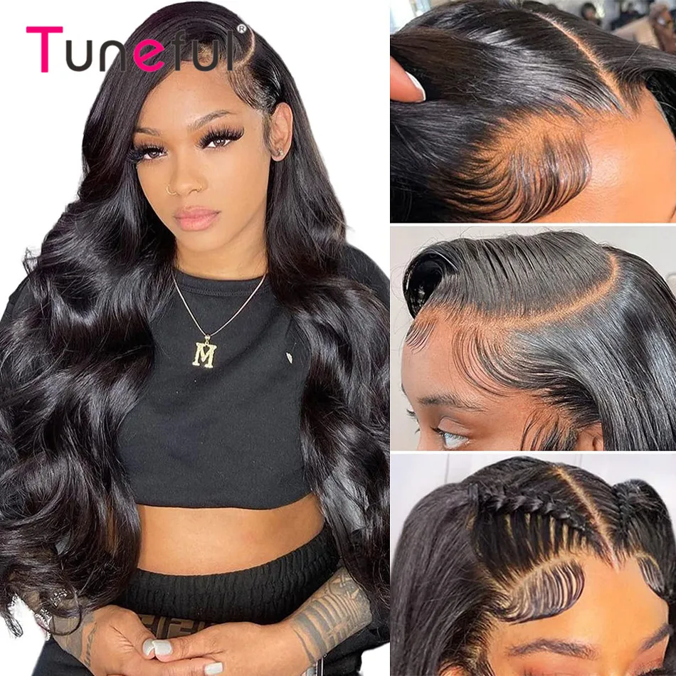 HD Transparent 13x6 Lace Front Human Hair Wigs Body Wave Pre Plucked Peruvian Body Wave Human Hair Frontal Wigs For Black Women