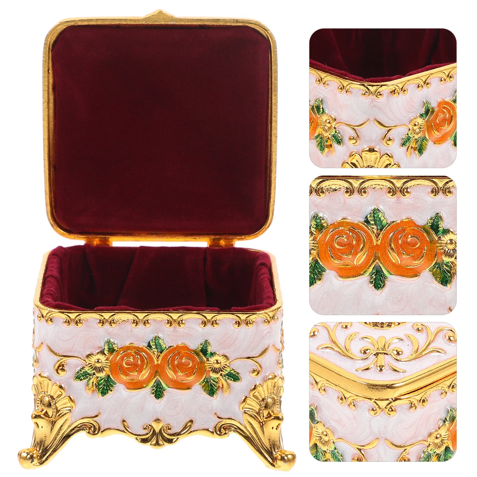 

Alloy Flower Jewelry Box Exquisite Desktop Storage Holder for Bracelets Rings Necklaces Home Decor Trinket Organizer Case