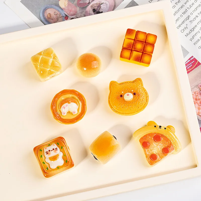 5pcs Mini Egg Tart Bread Dessert Model Dollhouse Food Toy DIY Fridge Magnet Resin Doll Accessories