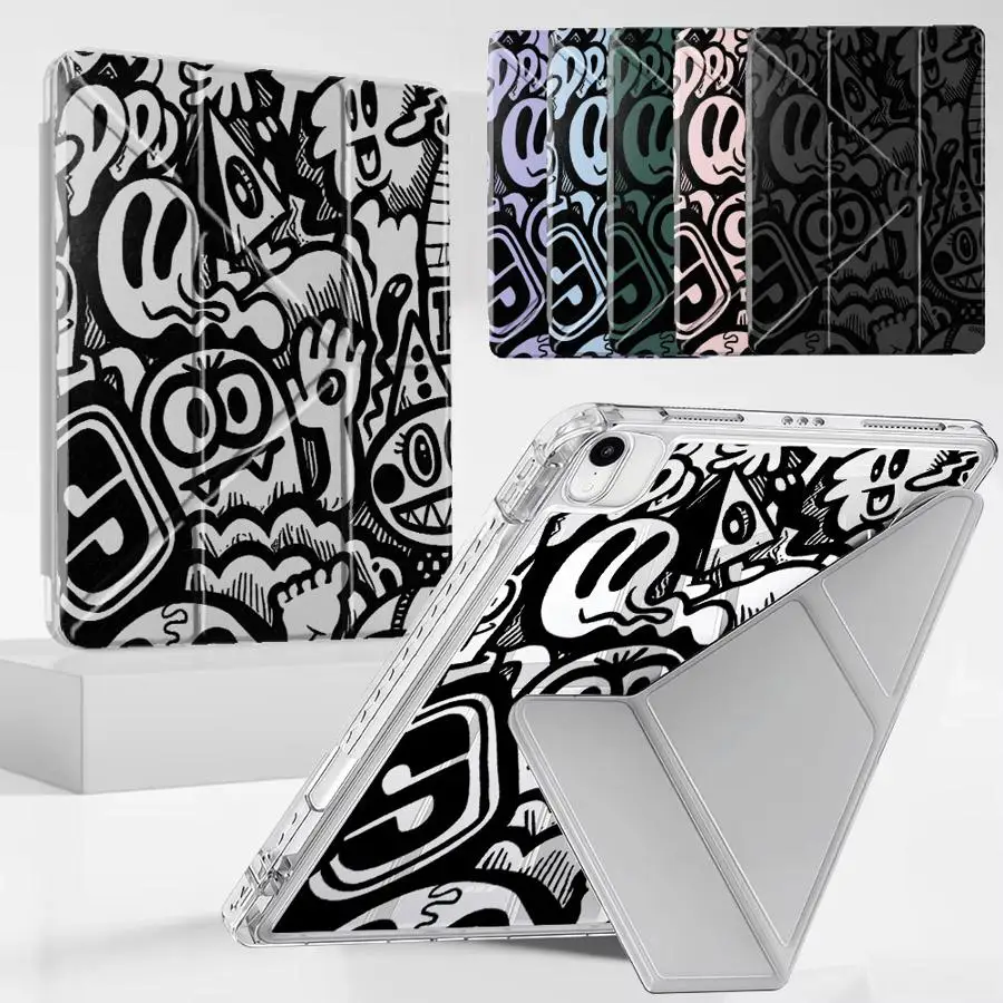 Cool Art Graffiti Y-Fold Holder Cover Tablet Case For iPad Air 4 5 M3 M2 1 2 M4 11inch Pro 2025 Pro 11th 10th 9th 8th 7th