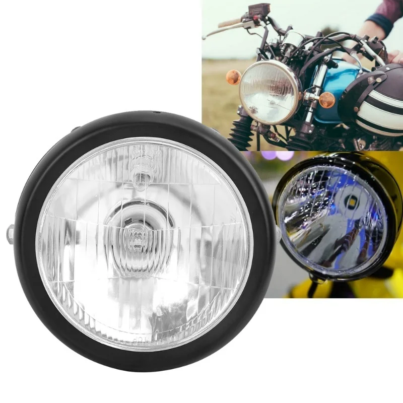 الرجعية الأسود سبيكة قذيفة بيضاء عدسة جولة دراجة نارية الجبهة العلوي يناسب CG125 GN125