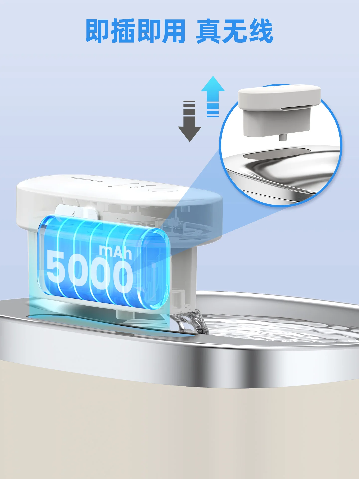 

Cat water dispenser, automatic induction of live water, wireless circulation, silent stainless steel pet dog drinking bowl