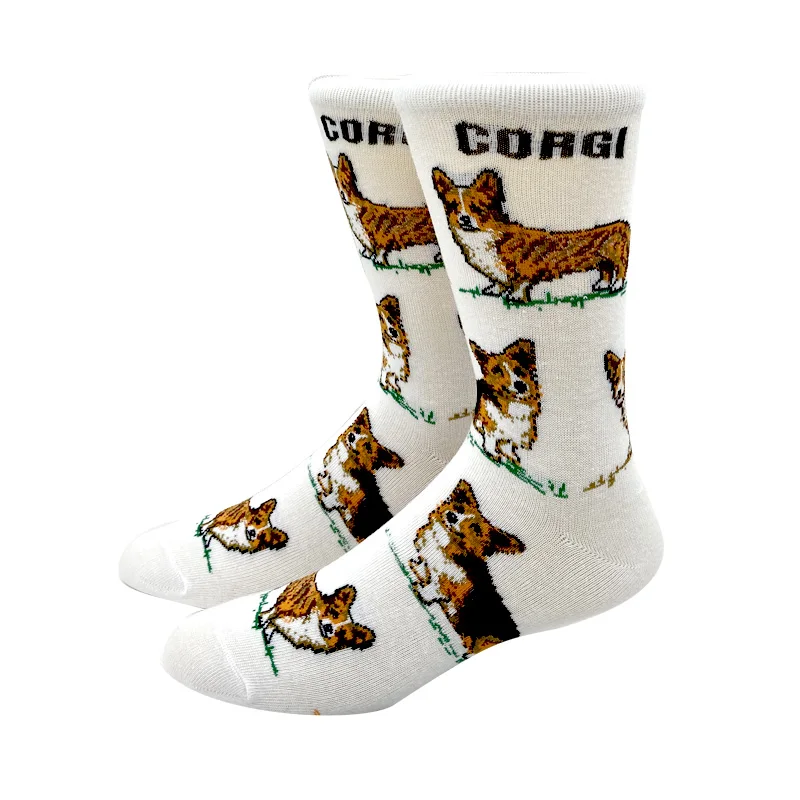 2023 New Harajuku Women Men Socks Cartoon Animal Pet Dog Husky Corgi Poodle Labrador Long Socks for Men White Socks Funny Socks