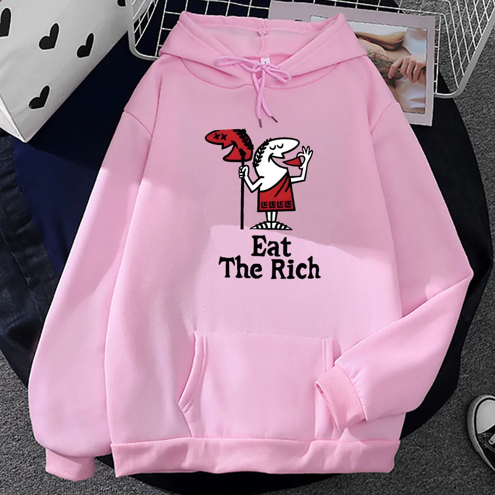 Cartoon Printing Hoodies Eat The Rich Graphic Sweatshirts Streetwear Men/Women Winter Sudaderas Harajuku Fashion Print Hoodie